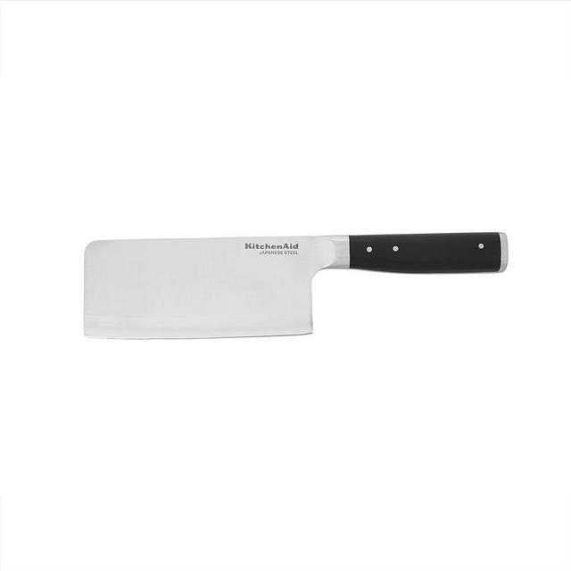 KitchenAid Gourmet Forged Triple Rivet Cleaver Knife with Custom Fit Blade Cover, 6 inch, Sharp Kitchen Knife, High Carbon Japanese Stainless Steel Blade, Meat Cleaver, Black
