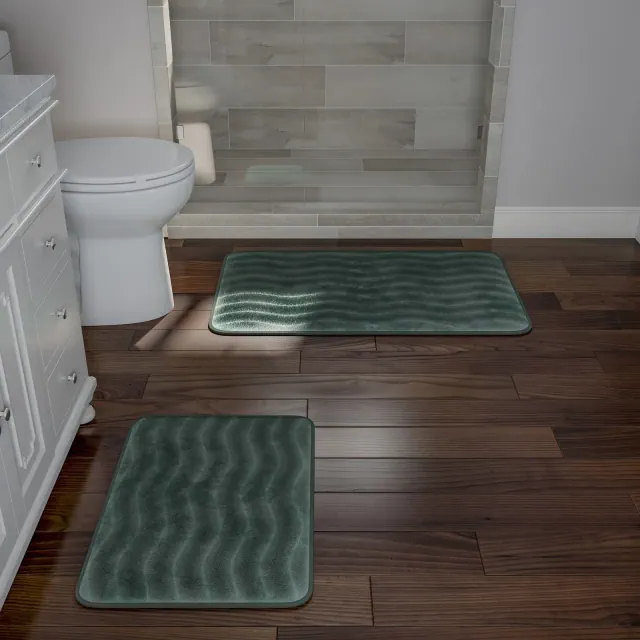 Hastings Home Memory Foam Bathroom Mat Set - 2 Pieces, Forest Green