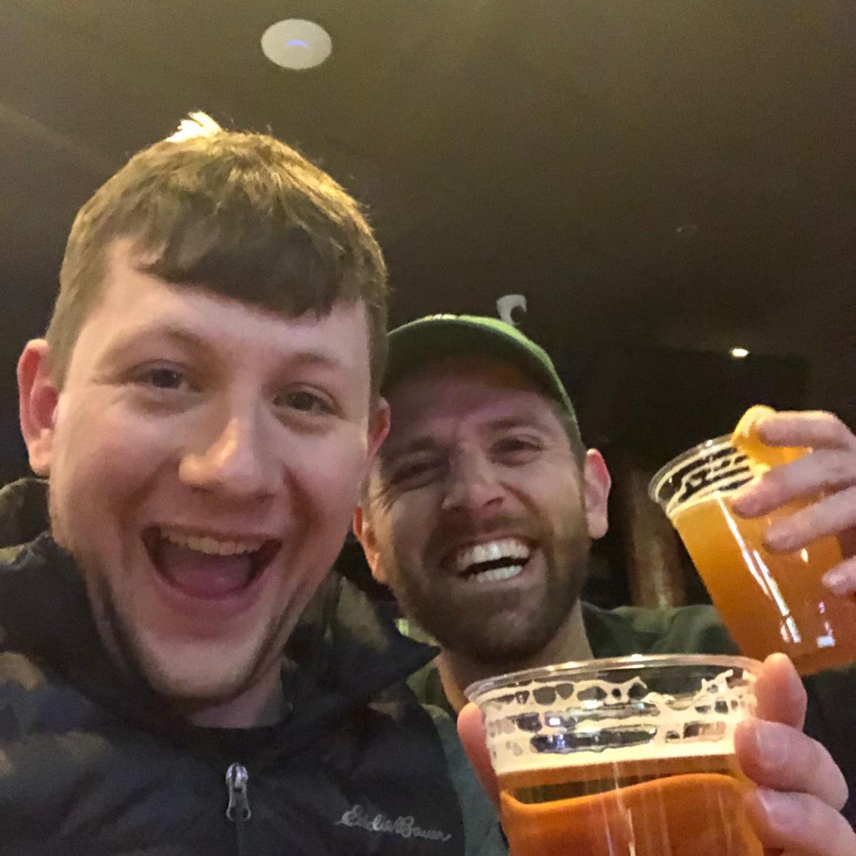Thomas and groomsman Ethan - taking in another Boston Celtics victory!