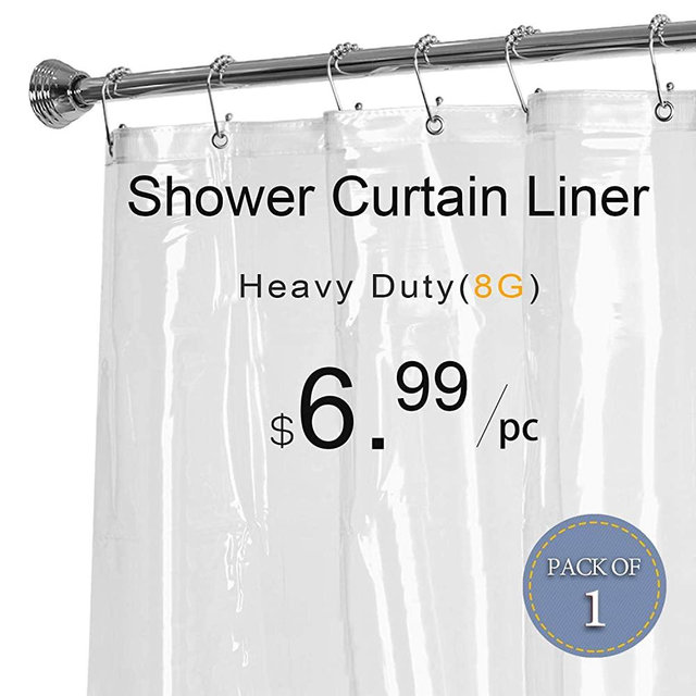 LOVTEX Clear Shower Curtain Liner - 72x72 Water Repellent Heavy Duty 8G Liner with Rust Proof Grommets for Bathroom Shower