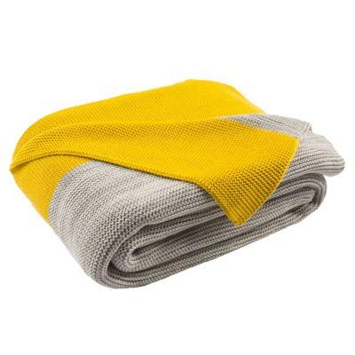 Sun Kissed Knit Throw Blanket in Yellow/Light Grey