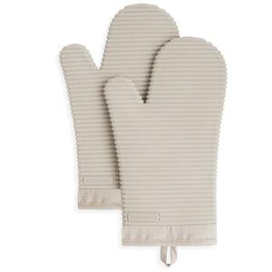 KITCHENAID Ribbed Soft Silicone Oven Mitt 2-Pack Set, 7.5"x13", Milkshake