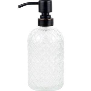 16 oz Glass Soap Dispenser with Stainless Steel Vintage Brushed Bronze Pump