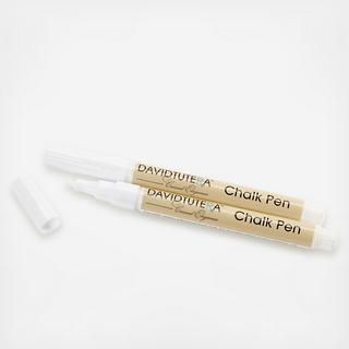 Fine Tip White Chalk Pens, Set of 2