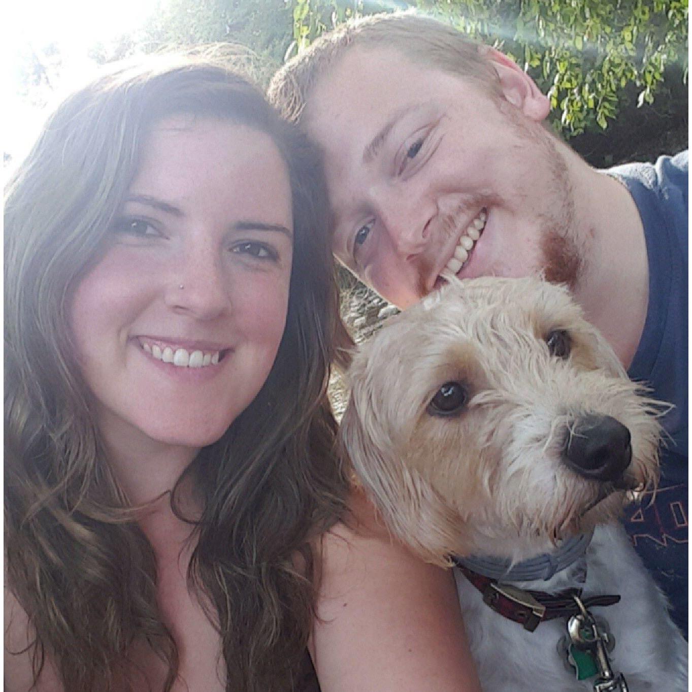 Us with Scout during our first camping trip to Vermont