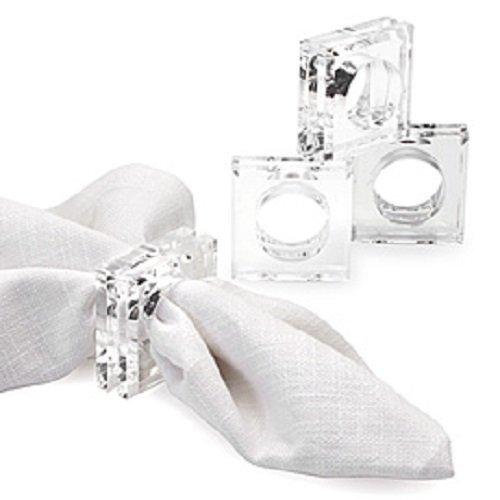 Acrylic Lucite Set of 4 Square Beveled Napkin Rings by Sparkle