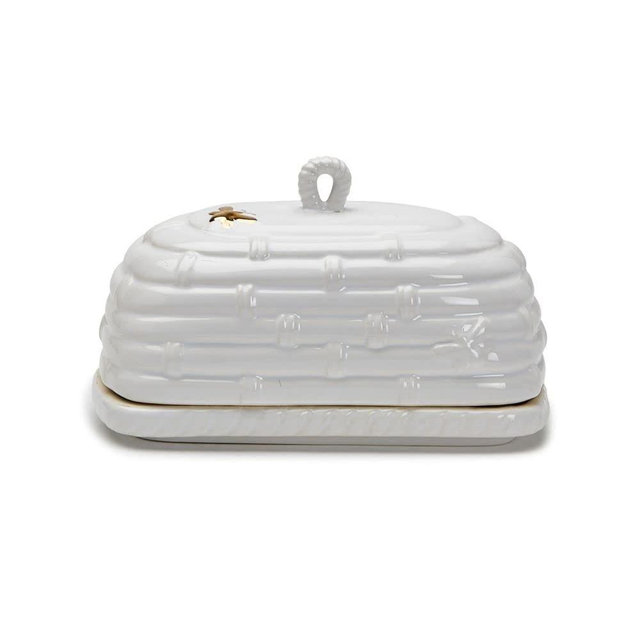 Two's Company Golden Bee Covered Butter Dish
