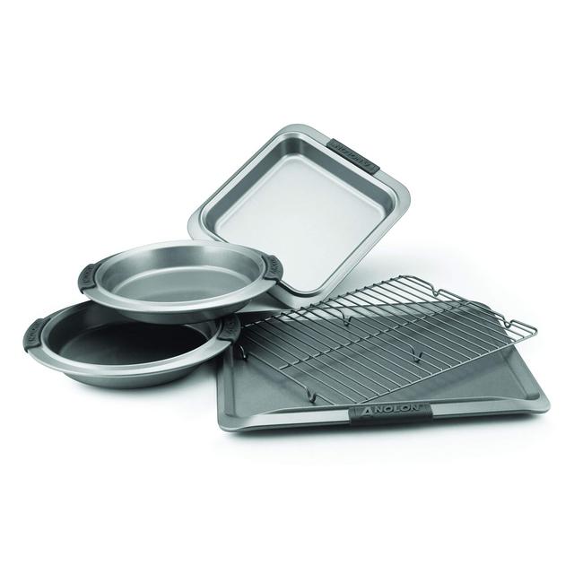 Anolon 57327 Advanced Nonstick Bakeware Set / Baking Pans with Grips - 5 Piece, Gray