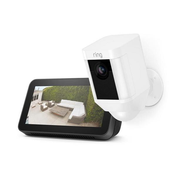 Ring Spotlight Cam Battery (White) Bundle with Echo Show 5 (2nd Gen)
