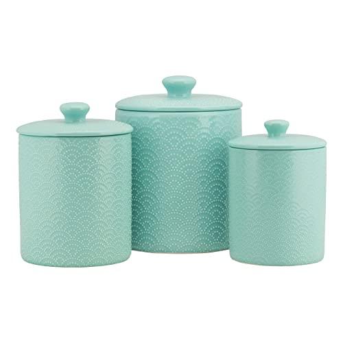 10 Strawberry Street Kitchen Canister Set, 3 Piece, Tide Blue