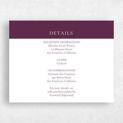 Plum, Purple Wedding Enclosure - Potter