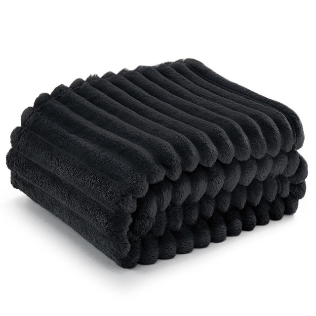Bedsure Twin Blanket for Couch - GentleSoft Cozy Soft Blankets for Women, Cute Small Fleece Throws for Girls, Black, 60x80 Inches