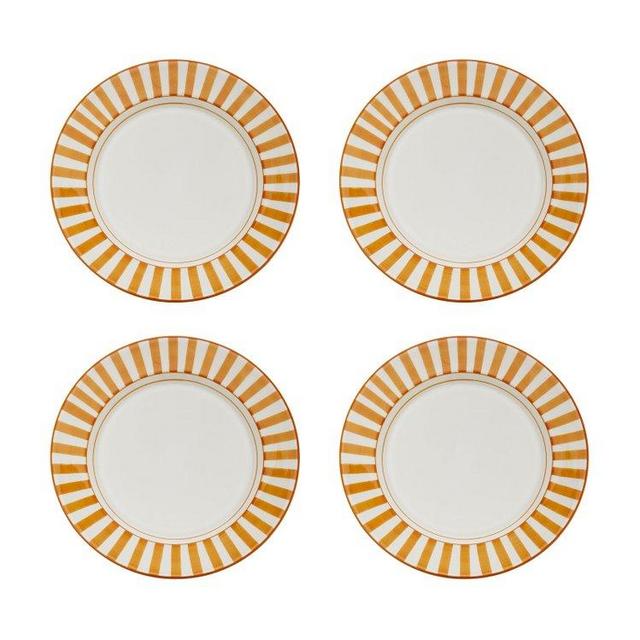 Set-of-Four Striped Ceramic Dinner Plates