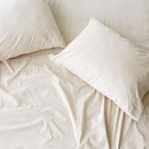 Stonewashed Ivory Organic Cotton Percale Sheet Set