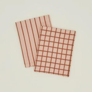 Essential Yarn Dyed Dish Towel, Set of 2 - Blush/Terracotta