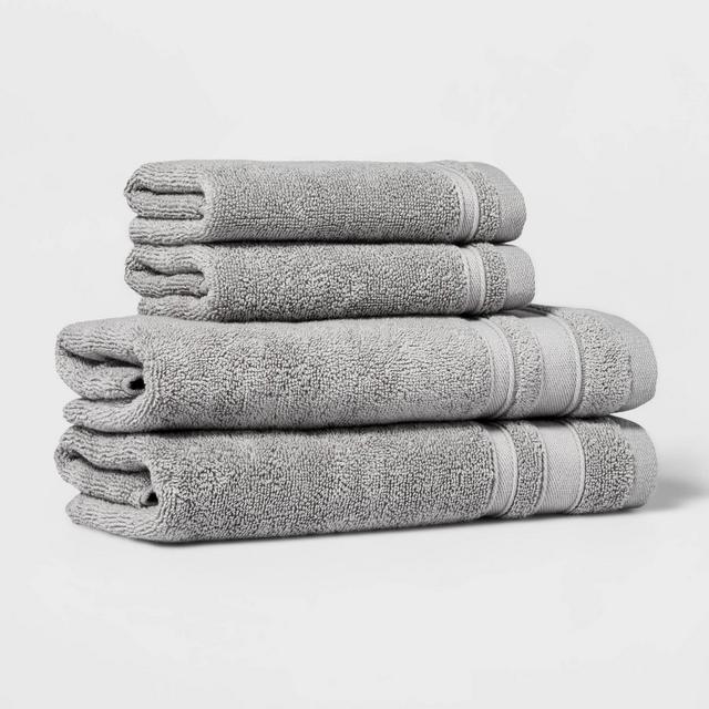 4pk Performance Hand Towel/Washcloth Set Gray - Threshold™