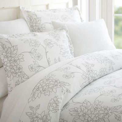 Vine Full/Queen Duvet Cover Set in Grey