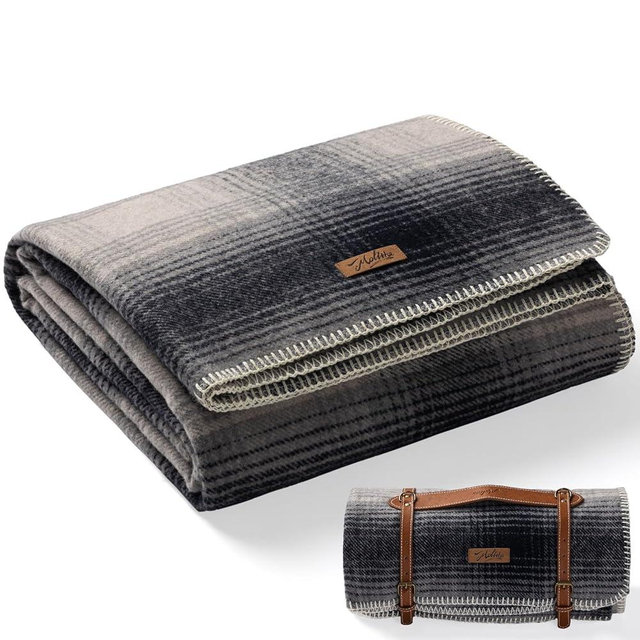 Molithe 100% Wool Blanket, 62" x 86", Warm, Thick, Washable, Military Wool Blanket, Great for Camping, Outdoors, Sporting Events, Survival Kits Slate Blue
