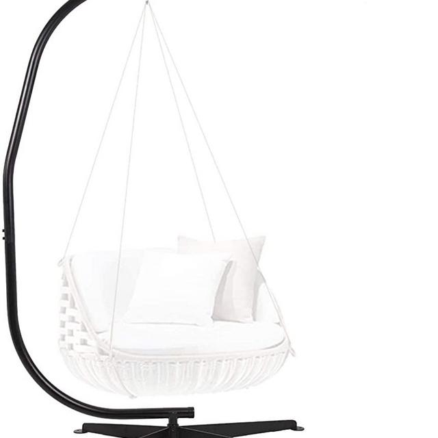 Her Majesty C Stand Only Hanging Outdoor Indoor Solid Steel Heavy Duty Construction for Hammock Air Porch Swing Chair, Black