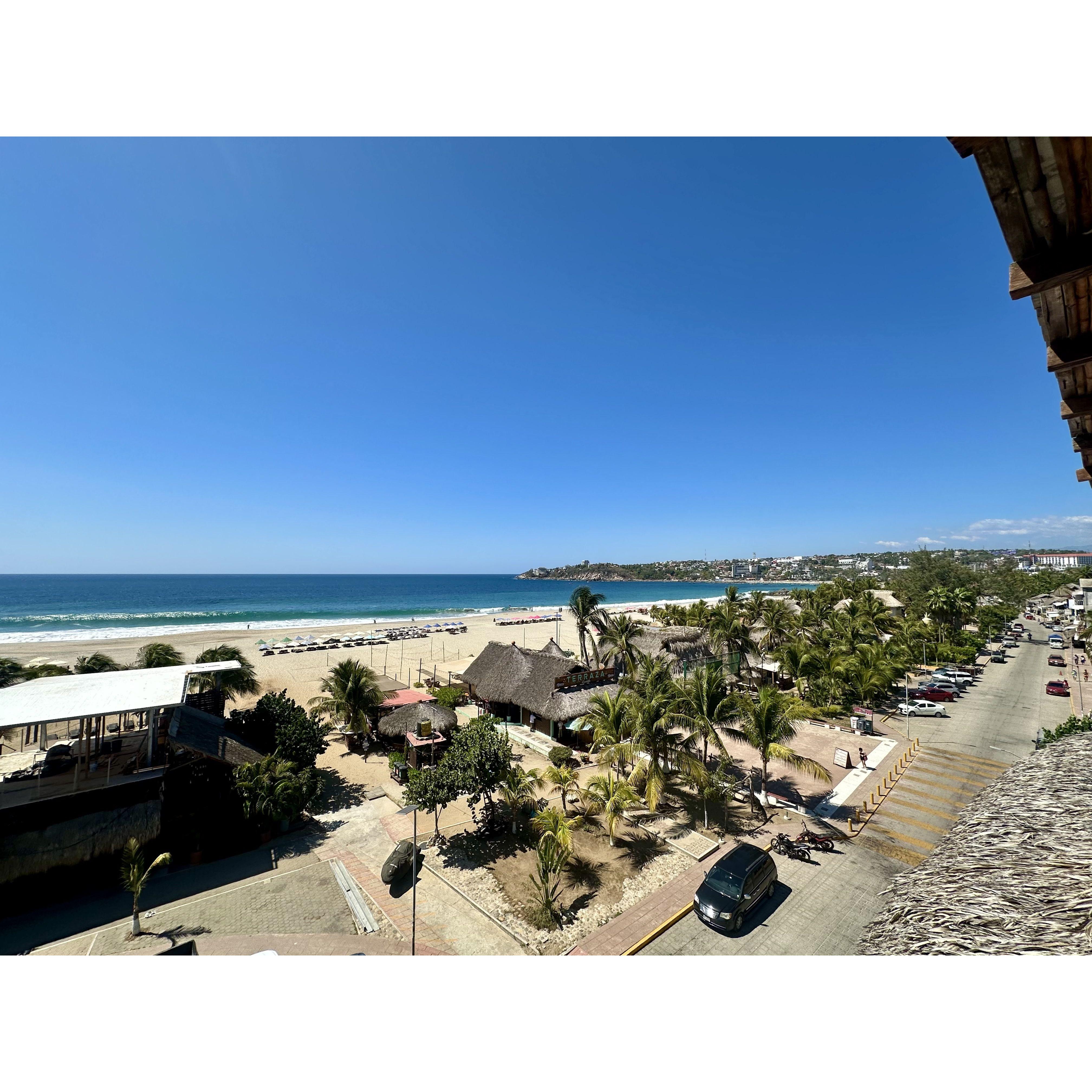 Rooftop view of Playa Zicatella from Bungalows
