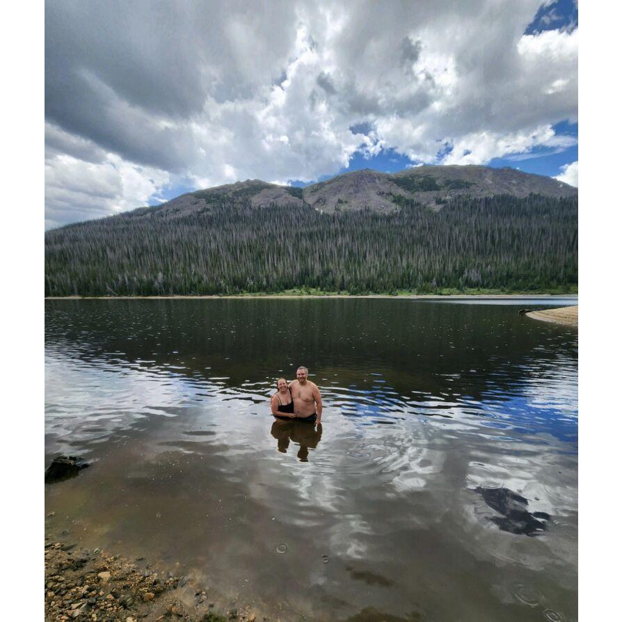 Celebrating Ali's first Colorado Birthday in an alpine lake.