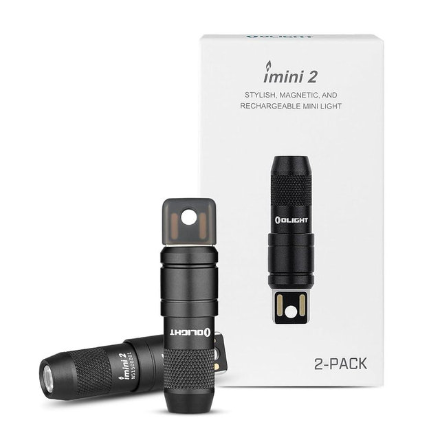 OLIGHT 2 Pack IMINI 2 EDC Rechargeable Keychain Flashlight, 50 Lumens Compact and Portable Mini LED Keyring Lights with Built-in Battery Ideal for Everyday Carry and Emergencies