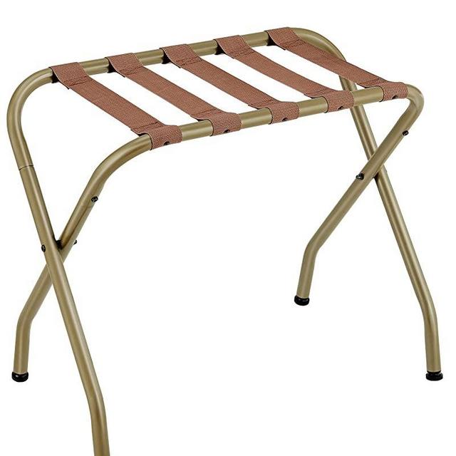 SONGMICS Luggage Rack, Steel Frame, Foldable for Hotel, Golden URLR064A01