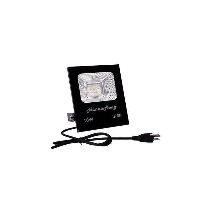 HANNAHONG 10W LED Flood Light Plug in,1100 Lumen,Super Bright Security/Work Light,IP66 Waterproof Outdoor,Daylight White Reflector Spotlight for Porch, Garage,Patio,Yard,Garden,Lawn