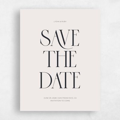 Pale Beige Wedding Save the Date - Amberley Portrait