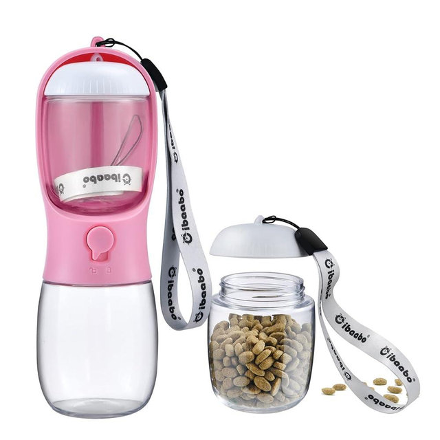 Cibaabo Dog Water Bottle with Food Container, Travel Puppy Water Bowl, Portable Pet Dispenser, Dog Stuff Accessories Items, Puppy Essentials Necessities for Yorkie Chihuahua Cat Walking and Hiking