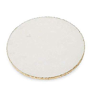 INA KI Natural Marble Cheese/Serving board with Golden Foiling - 11 Inch Dia