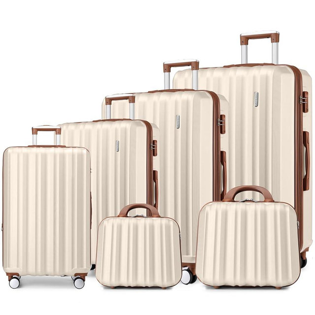 LARVENDER Luggage Sets 6 Piece, Expandable Hardshell Suitcase Set with Spinner Wheels, Lightweight Luggage Set TSA-Approved Lock with 2 Travel Makeup Cases for Women, Cream White (12/14/18/20/24/28)"