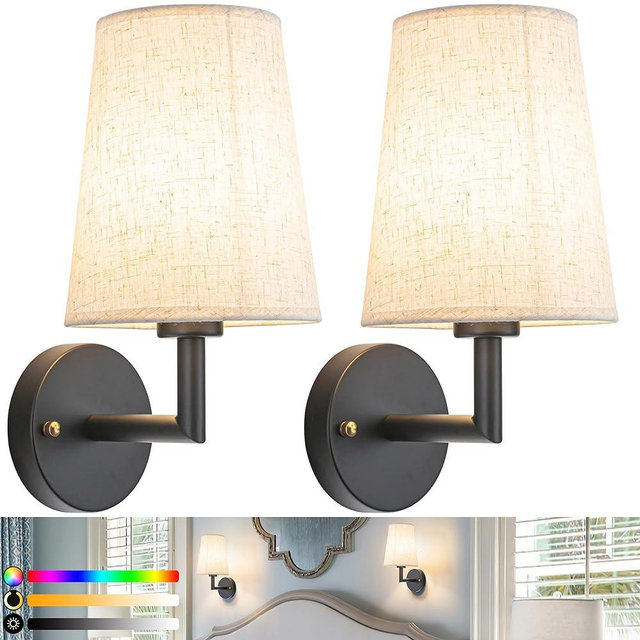 Wall Sconce Battery Operated Wall Light Fixure with Remote Control, Dimmable Battery Operated Wall Sconces Set Of Two, Indoor Wireless Wall Mounted Lamp with Rechargable Bulb For Bedroom Living Room (