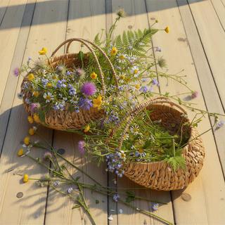 Water Hyacinth Handwoven 2-Piece Flower Basket Set