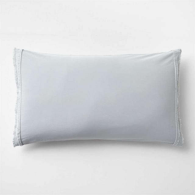 Organic Cotton Mist Blue Eyelash Fringe King Pillow Sham