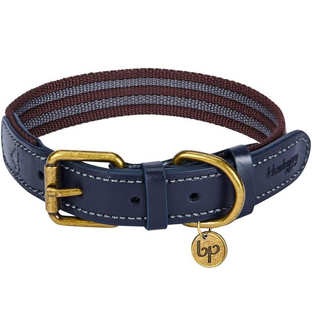 Blueberry Pet Polyester Fabric and Soft Genuine Leather Webbing Dog Collar, 8 Colors, Matching Leash Available Separately