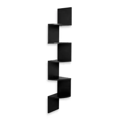 Danya B™ Rustic Weathered Corner Zigzag Shelf in Black