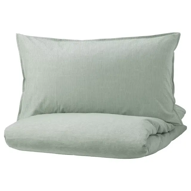 BERGPALMDuvet cover and pillowcase(s), green/stripeFull/Queen (Double/Queen)