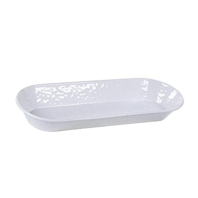 Golden Rabbit Enamelware - Solid White Pattern - 16" Oval Basket