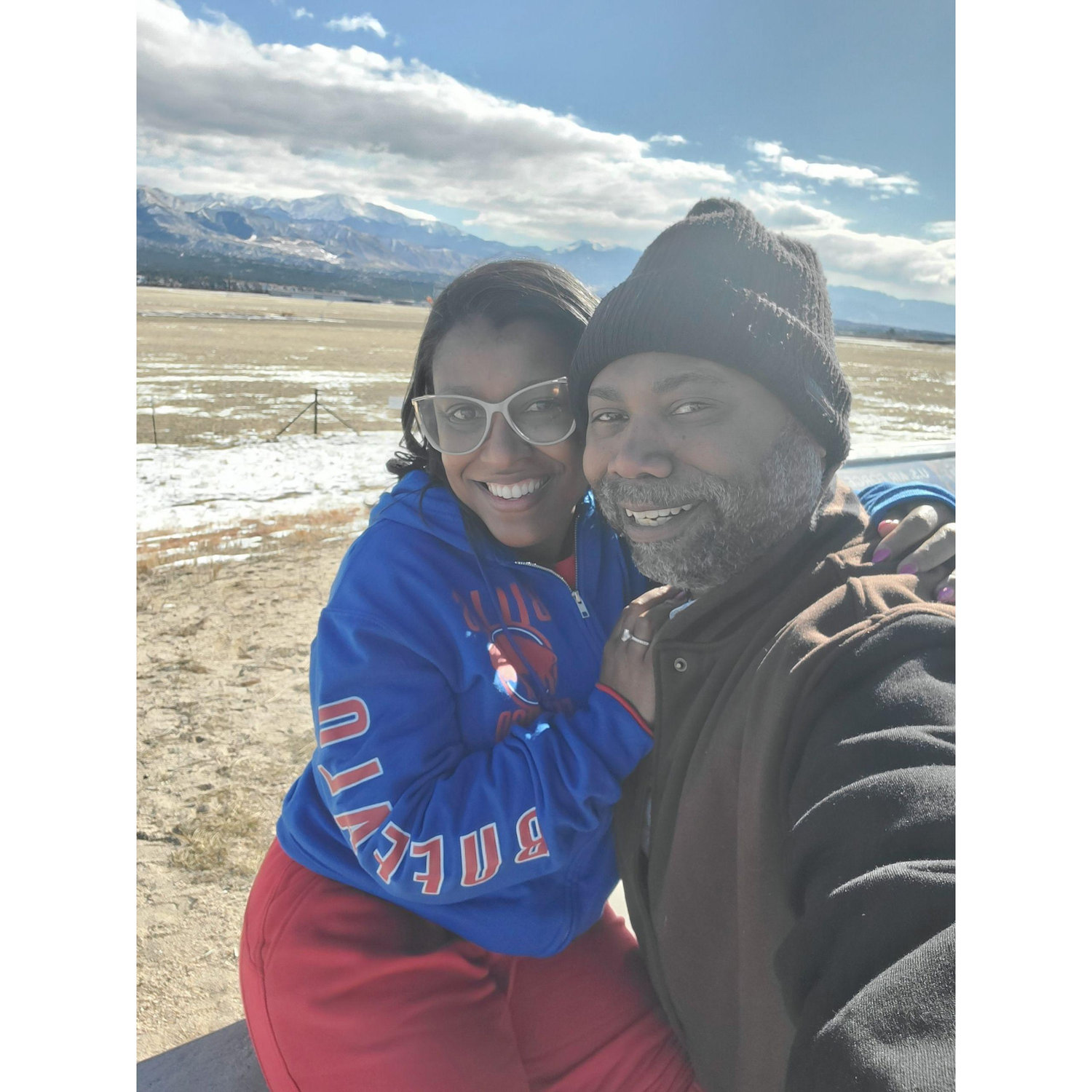 Visiting his family in Colorado shortly after getting engaged.