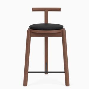 Range Counter Stool: Embrace Minimalism with Denver Modern (Walnut Frame / Black Leather Cushion)
