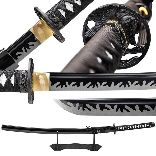 Wuton Real Katana Sword Sharp 1060 High Carbon Steel Real Samurai Sword Full Tang Battle Ready Japanese Samurai Swords Display Collection