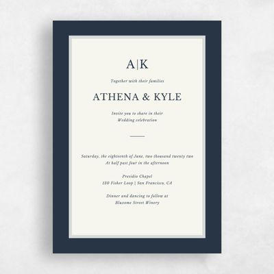 Navy, Blue Wedding Invitation - Weyers Frame