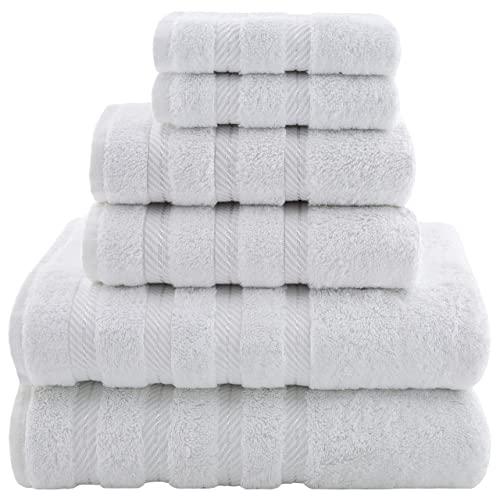 American Soft Linen Premium, Luxury Hotel & Spa Quality, 6 Piece Kitchen & Bathroom Turkish Genuine Cotton Towel Set, for Maximum Softness & Absorbency, [Worth $72.95] Bright White