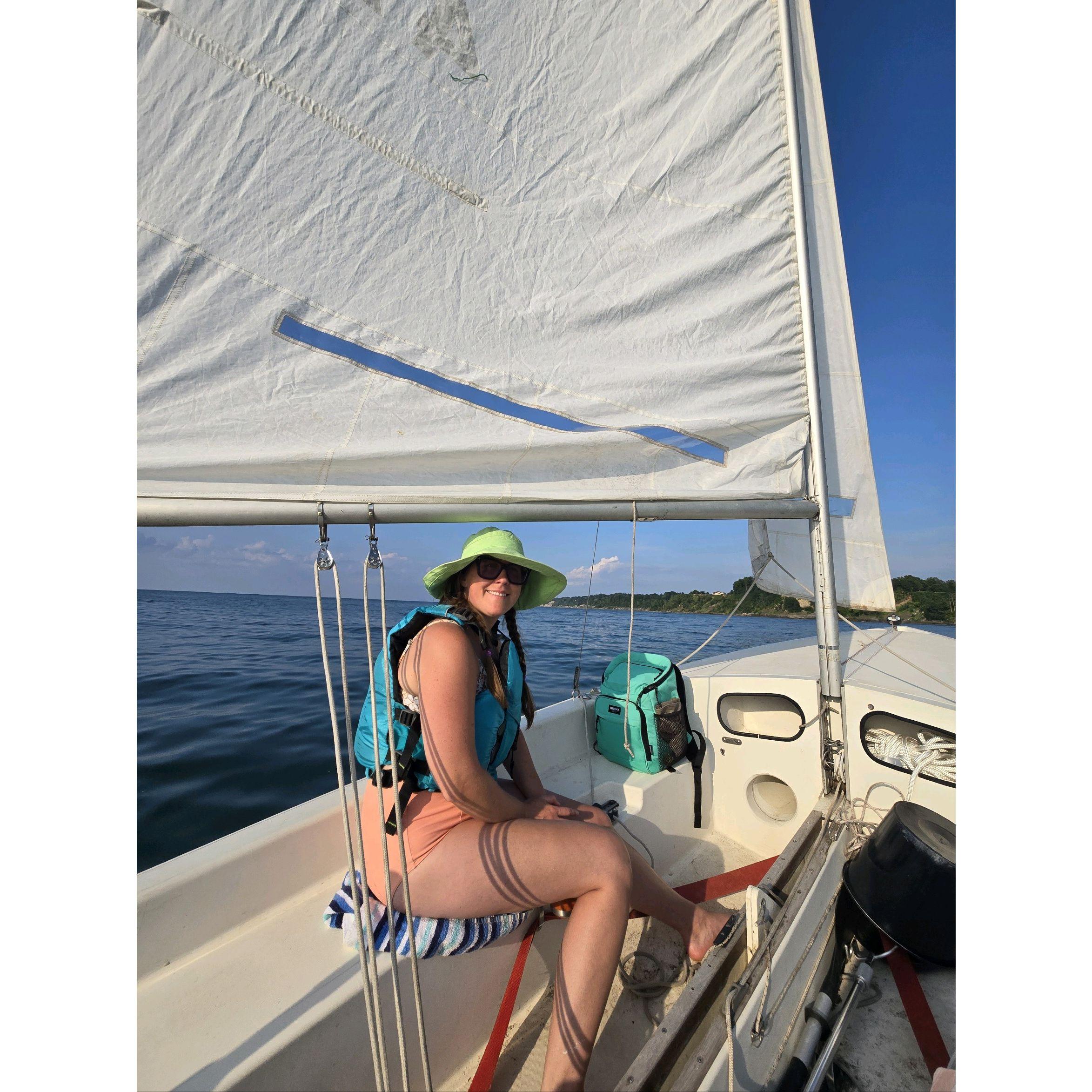 Our first sail out on Lake Erie with the our boat, the Nicole Lynn.