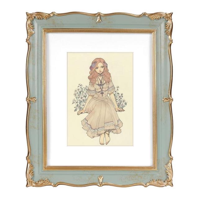 PHAREGE Vintage Picture Frame 8x10 Light Green Gold, 8 by 10 Ornate Decorative Antique Frame with Mat for 5x7 Photo, Fancy Matted Frame for Desktop or Wall, Horizontal or Vertical