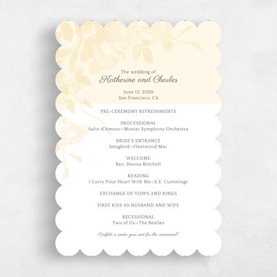 Yellow Scalloped Wedding Program - Heaven