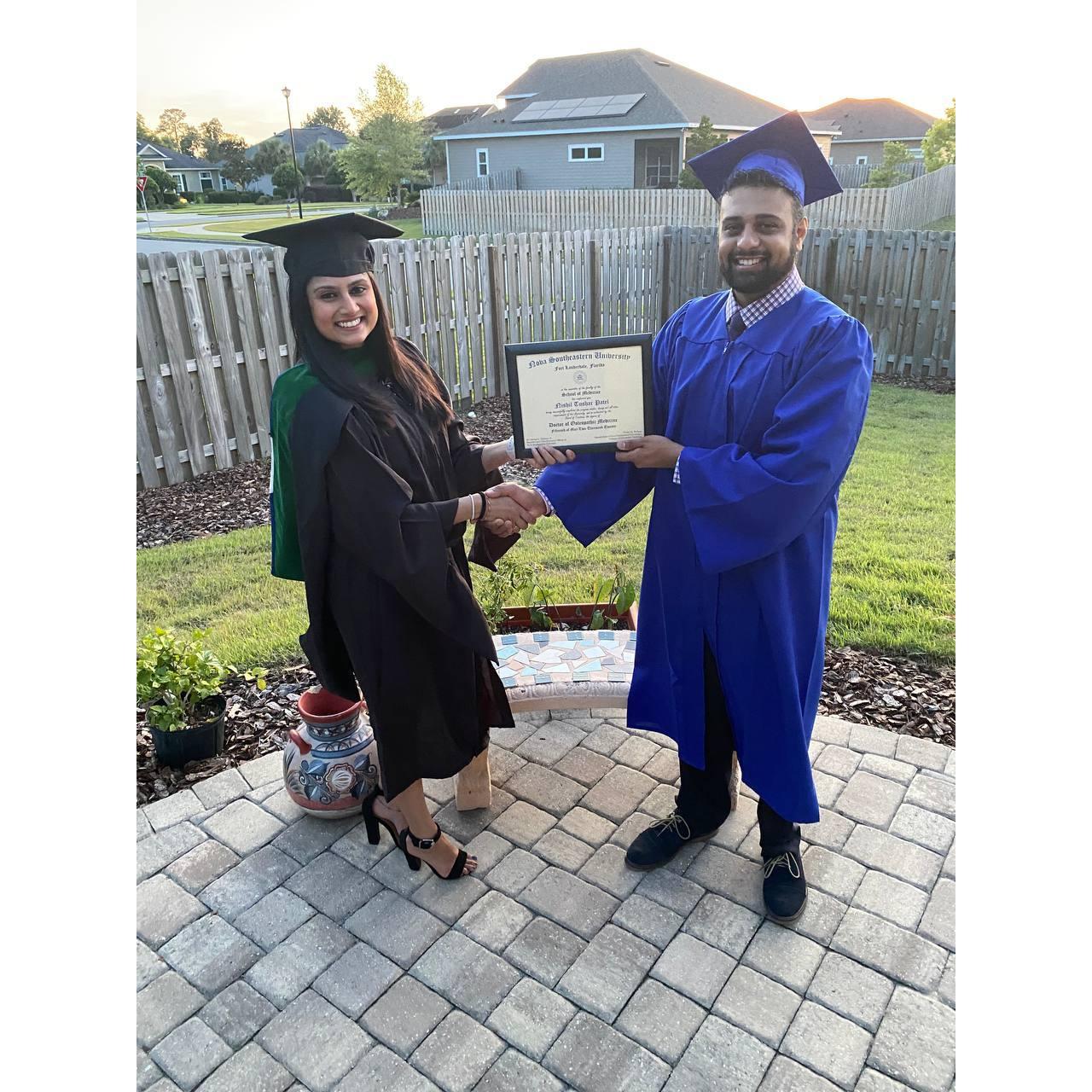 Nishil's medical school graduation, during the pandemic