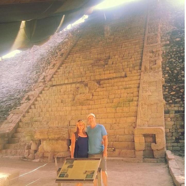 Us in front of the Mayans "Stairway to Heaven" in Honduras!