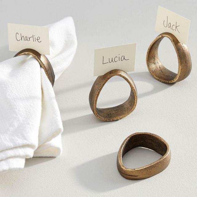 Austin Tumbled Metal Place Card Holders, Set of 4 - Gold